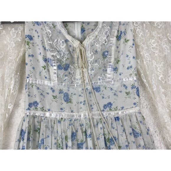 Jessica McClintock Gunne Sax Floral Lace Maxi Dress Cottage Core Prairie Vintage - Picture 8 of 16